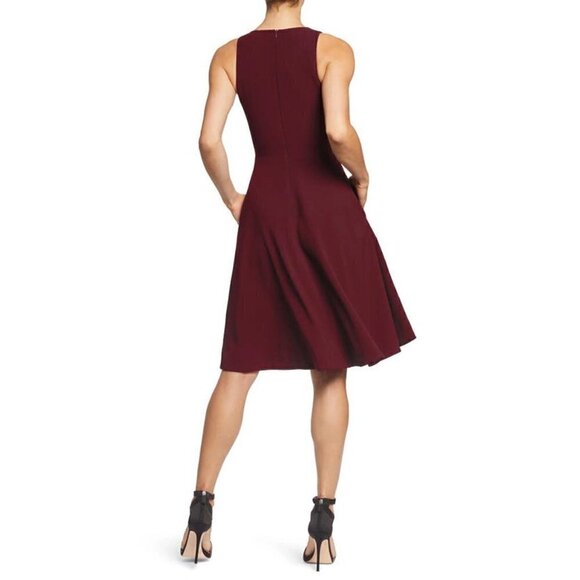DRESS THE POPULATION Catalina Fit & Flare Cocktail Dress in Burgundy Size Small - Picture 3 of 10